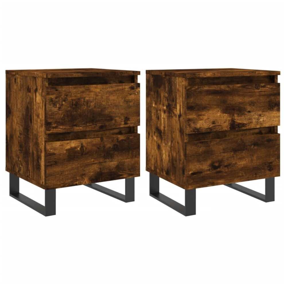 Vidaxl (Smoked Oak, 2 Pcs) Bedside Cabinets Side Table Nightstand 2 Pcs Sonoma Oak Engineered Wood