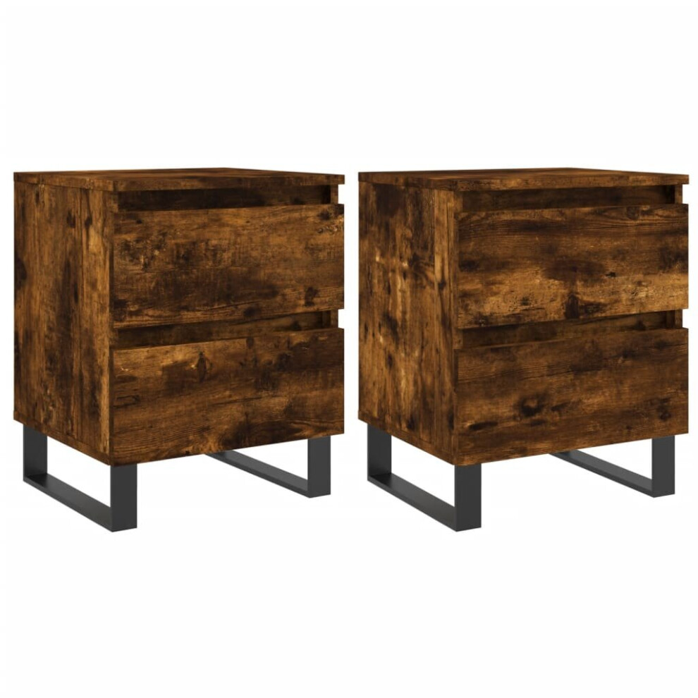 (smoked oak, 2 pcs) vidaXL Bedside Cabinets Side Table Nightstand 2 pcs Sonoma Oak Engineered Wood