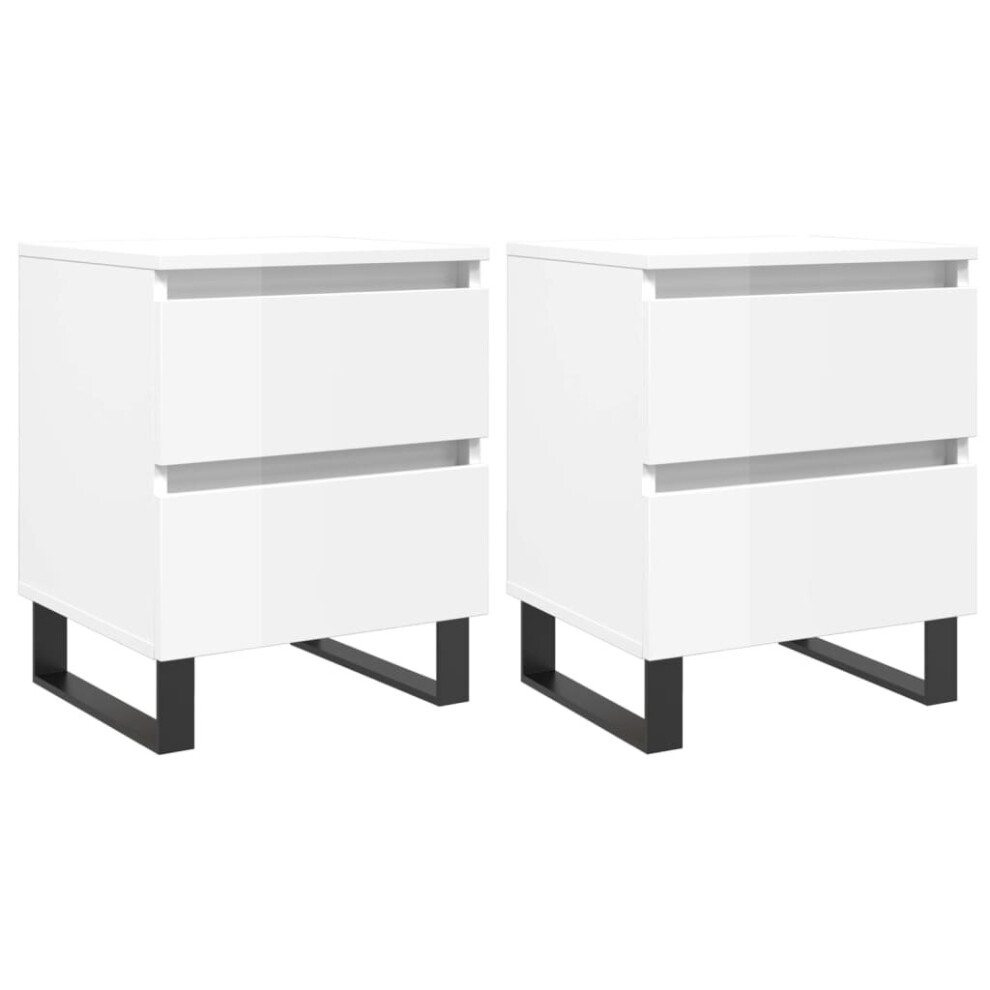 (high gloss white, 2 pcs) vidaXL Bedside Cabinets Side Table Nightstand 2 pcs Sonoma Oak Engineered Wood