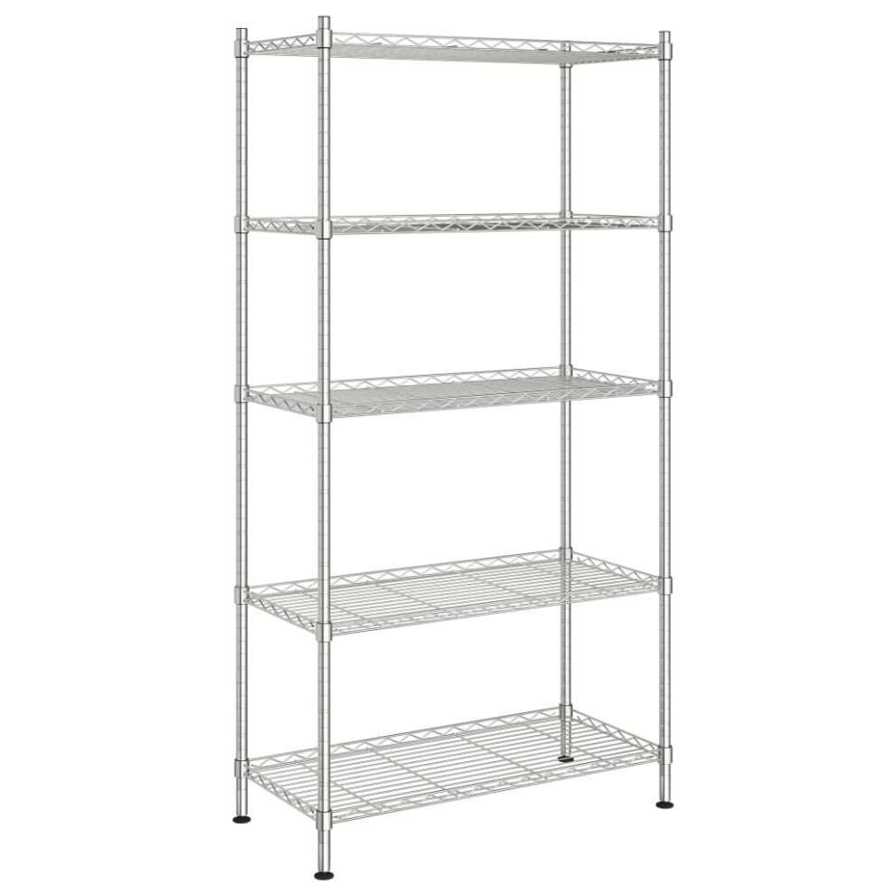 (chrome) vidaXL 5-Tier Storage Shelf Workshop Garage Shelving Unit Storage Rack Holder