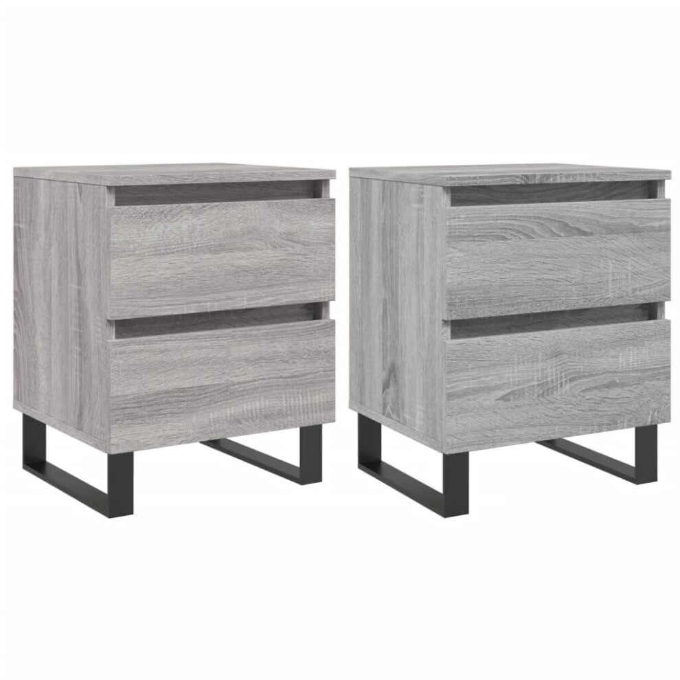 Vidaxl (Grey Sonoma, 2 Pcs) Bedside Cabinets Side Table Nightstand 2 Pcs Sonoma Oak Engineered Wood