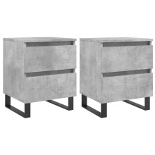 (concrete grey, 2 pcs) vidaXL Bedside Cabinets Side Table Nightstand 2 pcs Sonoma Oak Engineered Wood
