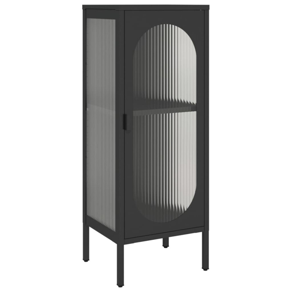 vidaXL Sideboard Storage Cabinet Cupboard Side Cabinet Black Glass and Steel