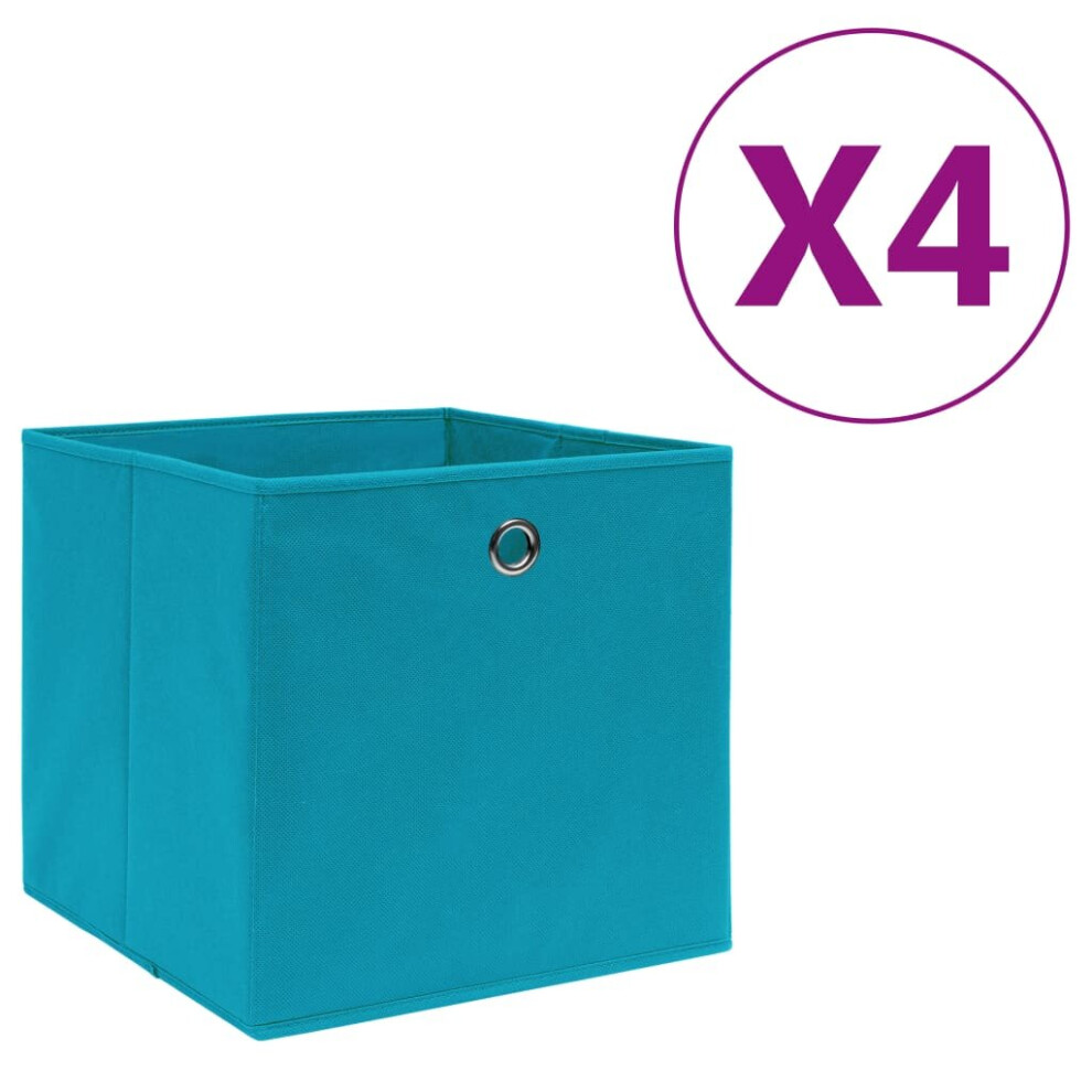 Vidaxl (Baby Blue, 4 Pcs) Storage Boxes Organiser Cube Basket Container Pack Box Storage Chest