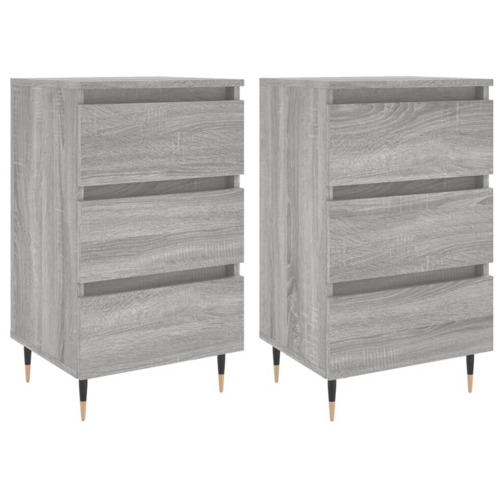 (grey sonoma, 2 pcs) vidaXL Bedside Cabinets Bedside Table 2 pcs High Gloss White Engineered Wood