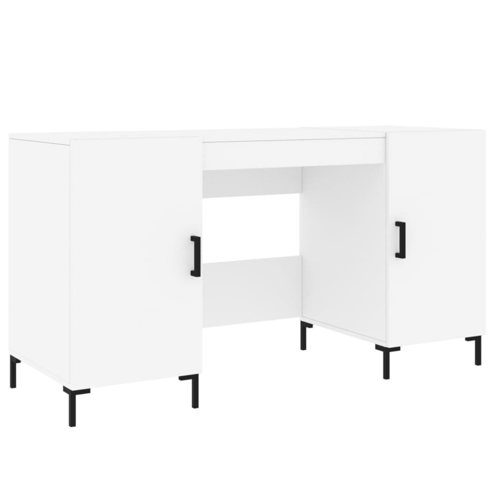 Vidaxl (White) Desk Computer Desk Writing Table Work Table Smoked Oak Engineered Wood White