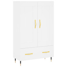 (white) vidaXL Highboard Sideboard Storage Cabinet High Gloss White Engineered Wood