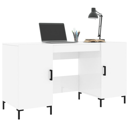 VidaXL (high gloss white) vidaXL Desk Computer Desk Writing Table Work Table Smoked Oak Engineered Wood 2