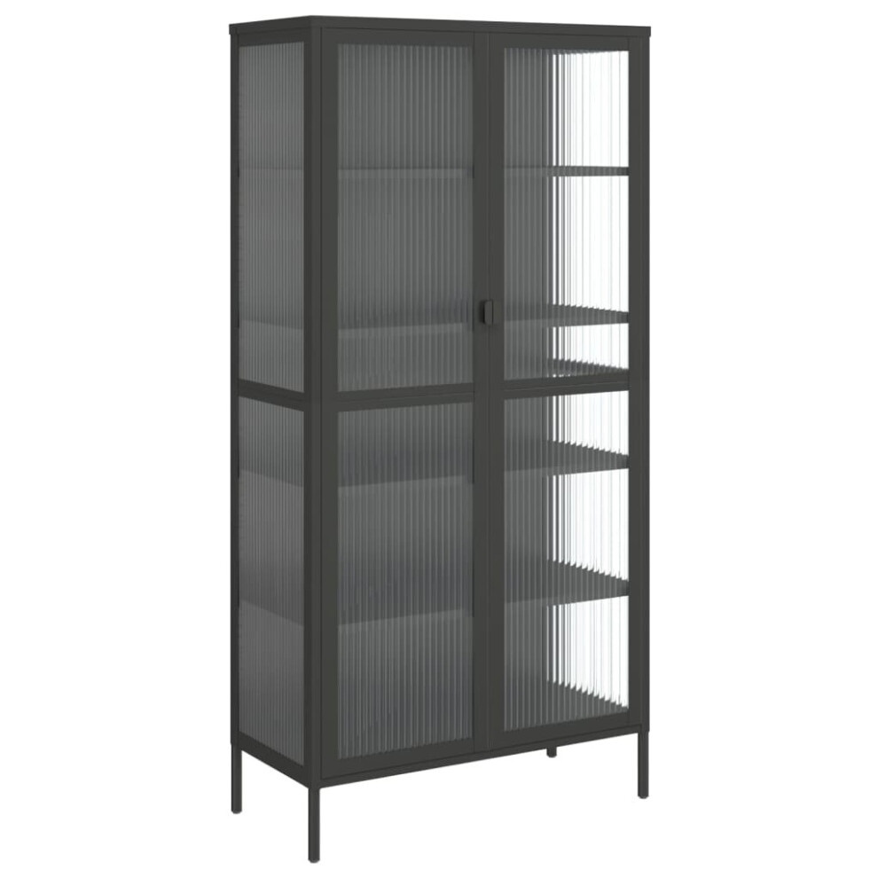 Vidaxl Highboard Storage Cabinet Sideboard Side Cabinet Black Glass And Steel