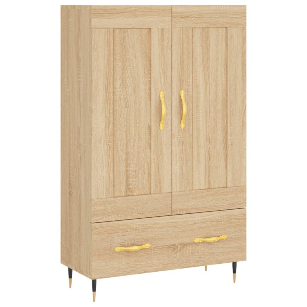 (sonoma oak) vidaXL Highboard Sideboard Storage Cabinet High Gloss White Engineered Wood