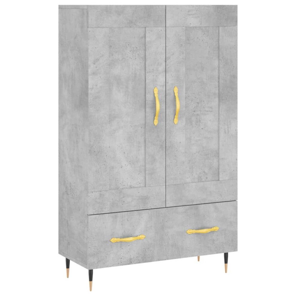 (concrete grey) vidaXL Highboard Sideboard Storage Cabinet High Gloss White Engineered Wood