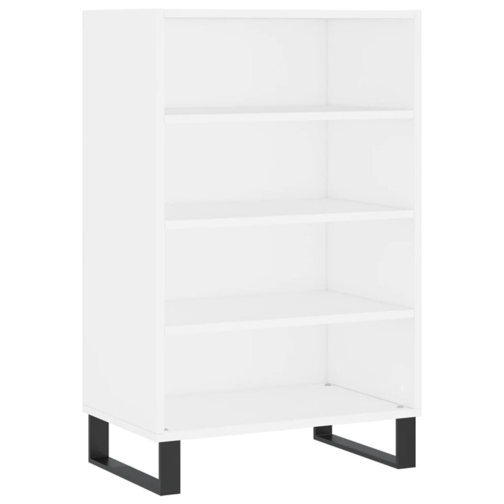 (white) vidaXL Highboard Sideboard Storage Cabinet High Gloss White Engineered Wood