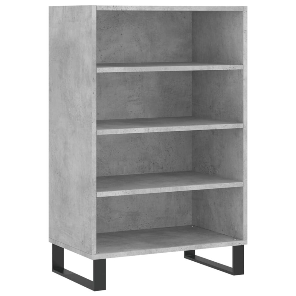 Vidaxl (Concrete Grey) Highboard Sideboard Storage Cabinet High Gloss White Engineered Wood