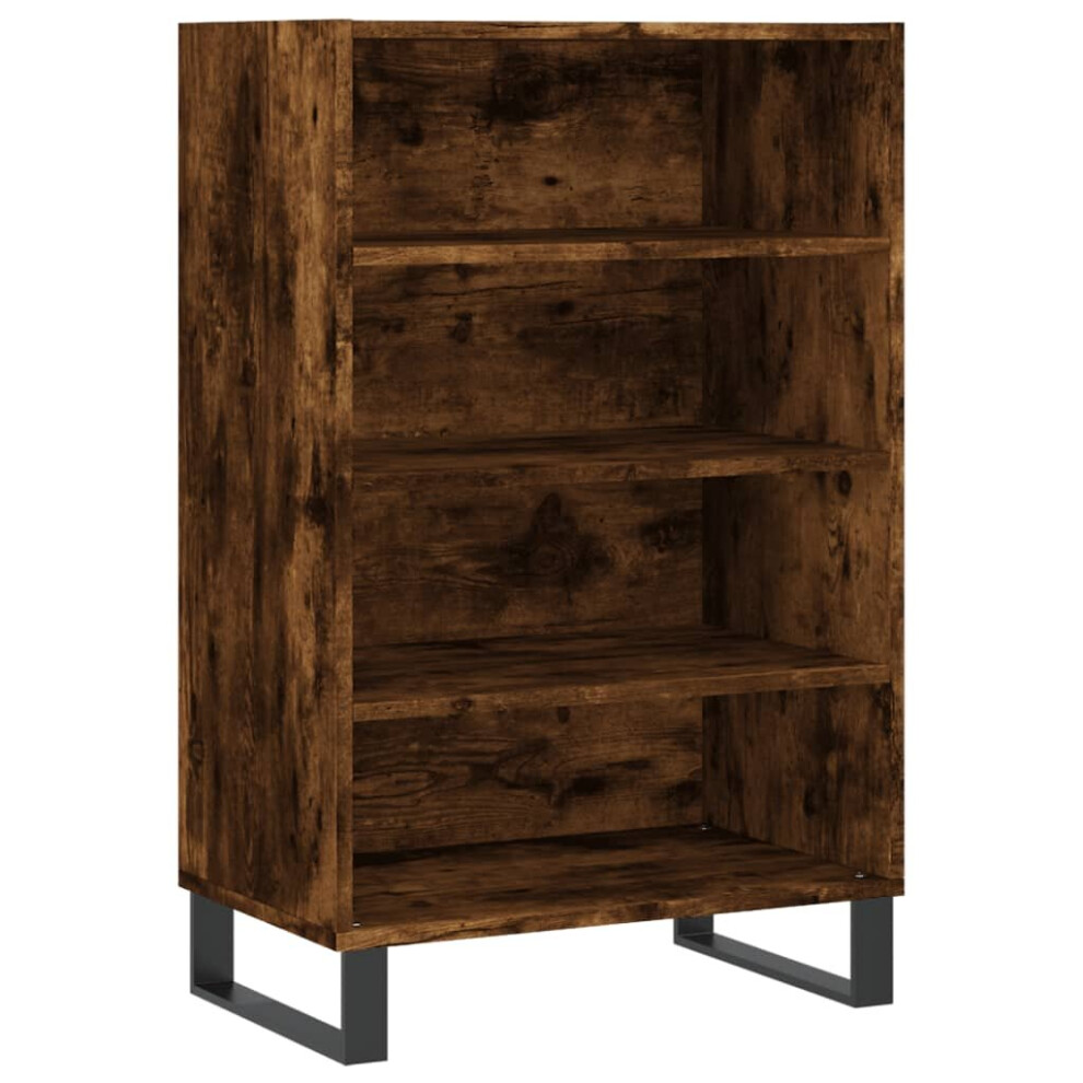 Vidaxl (Smoked Oak) Highboard Sideboard Storage Cabinet High Gloss Engineered Wood White
