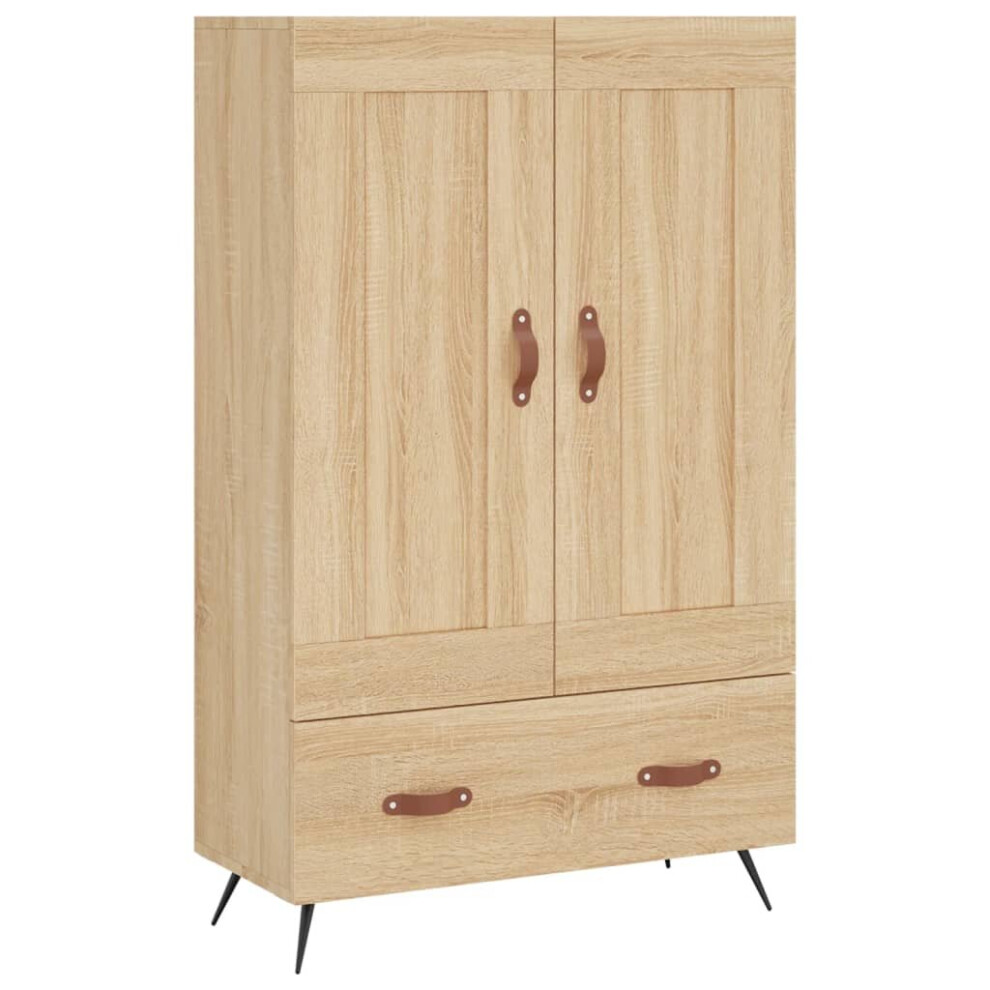 (sonoma oak) vidaXL Highboard Sideboard Storage Cabinet High Gloss White Engineered Wood