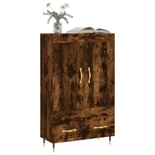 VidaXL (smoked oak) vidaXL Highboard Sideboard Storage Cabinet High Gloss White Engineered Wood 2
