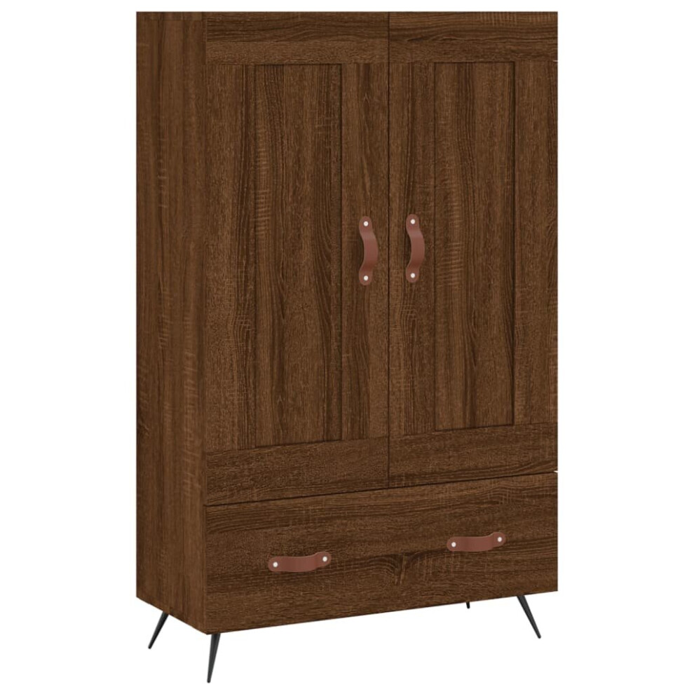 (brown oak) vidaXL Highboard Sideboard Storage Cabinet High Gloss White Engineered Wood