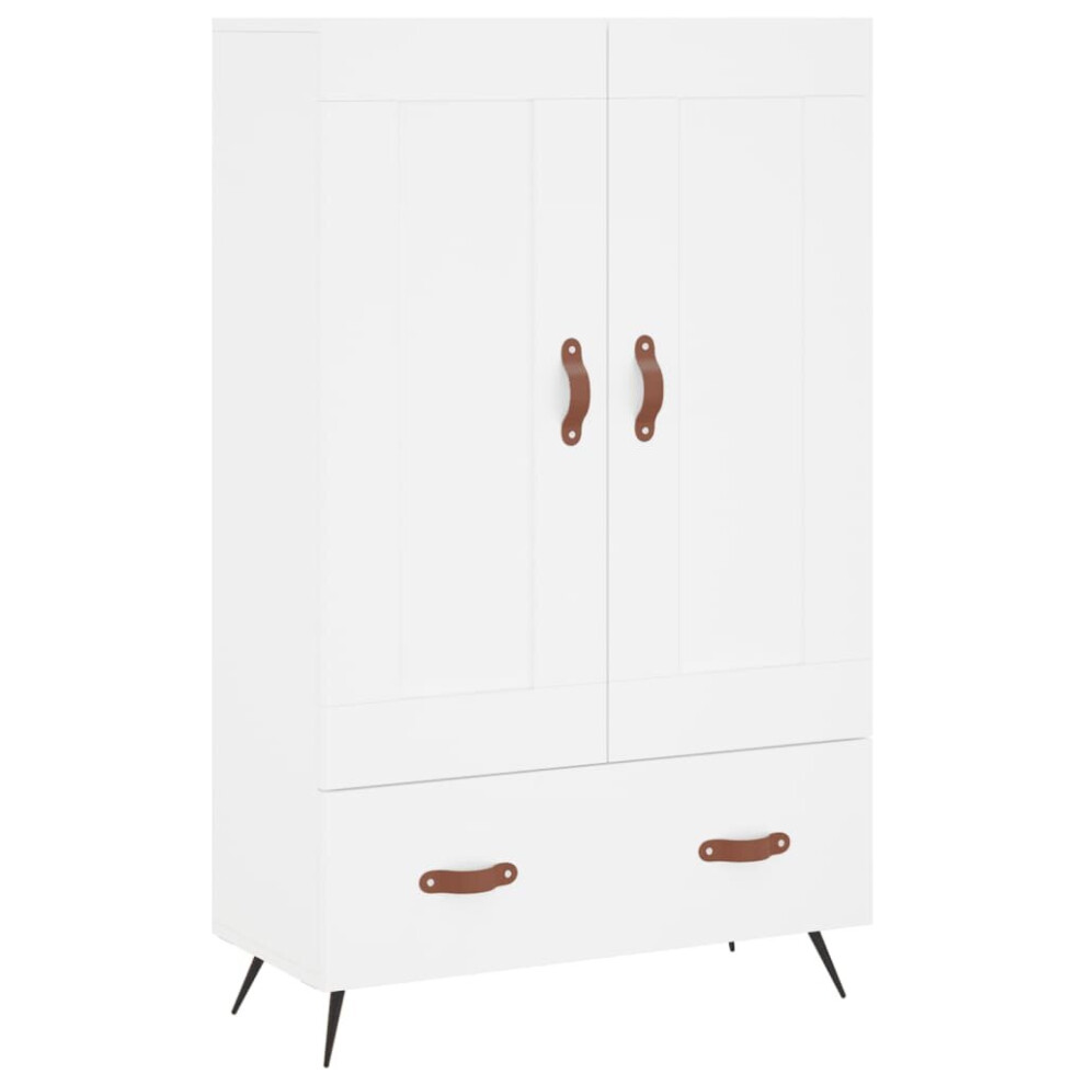 (white) vidaXL Highboard Sideboard Storage Cabinet High Gloss White Engineered Wood