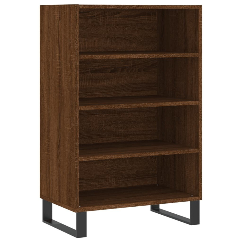 (brown oak) vidaXL Highboard Sideboard Storage Cabinet High Gloss White Engineered Wood