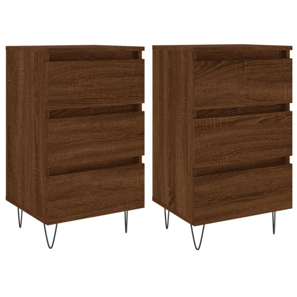 (brown oak, 2 pcs) vidaXL Bedside Cabinets Bedside Table Nightstand 2 pcs Black Engineered Wood