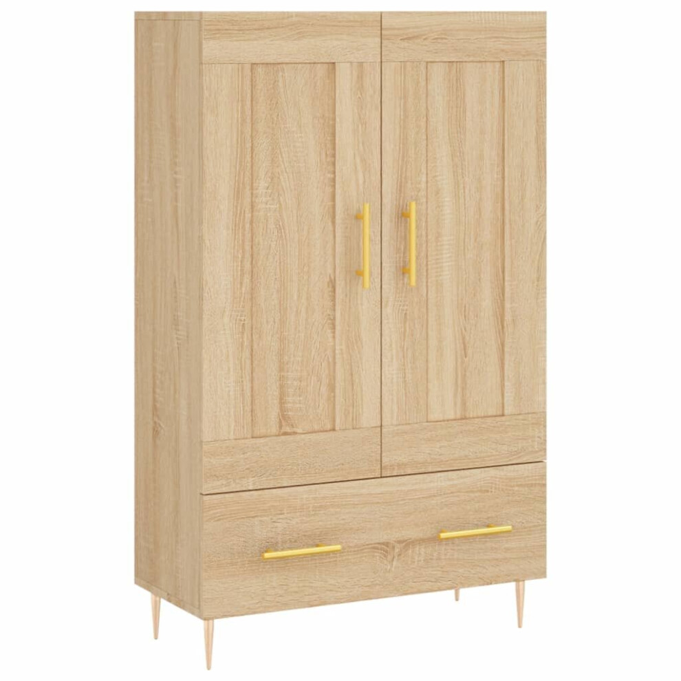 Vidaxl (Sonoma Oak) Highboard Sideboard Storage Cabinet High Gloss Engineered Wood White