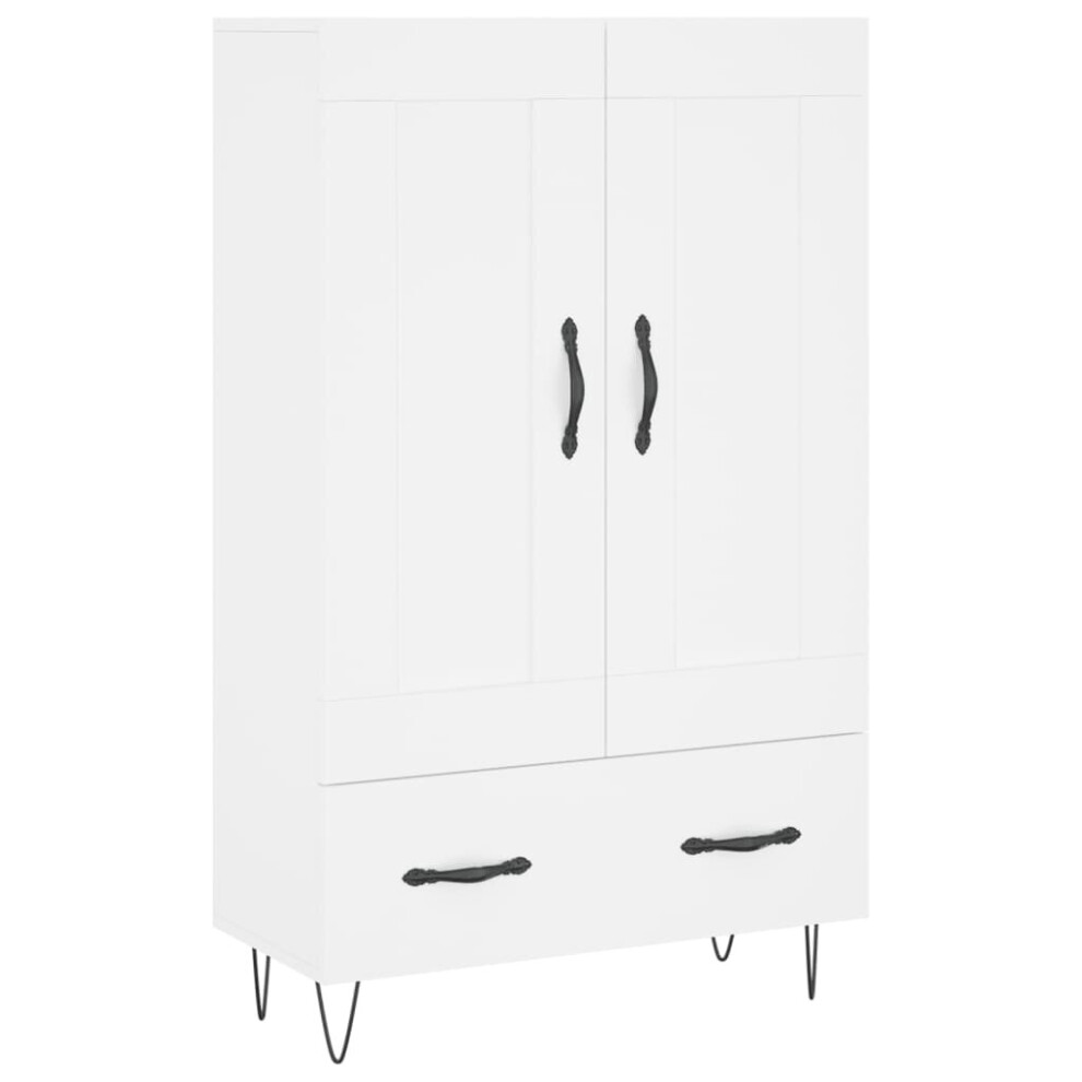 vidaXL Highboard - 2 Door, 1 Drawer - White - Engineered Wood - 115 x 69.5 x 31cm - Image 3