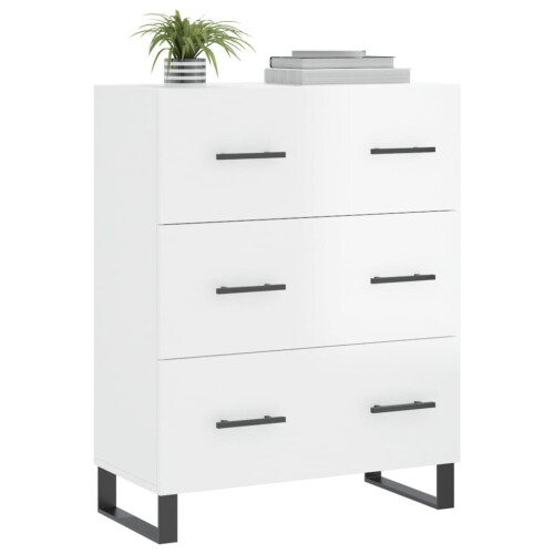 VidaXL vidaXL Sideboard Storage Cabinet Cupboard High Gloss White Engineered Wood 2