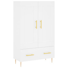 (white) vidaXL Highboard Sideboard Storage Cabinet High Gloss White Engineered Wood