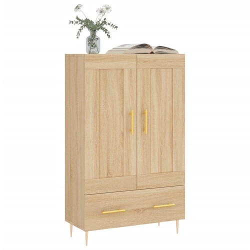 VidaXL (sonoma oak) vidaXL Highboard Sideboard Storage Cabinet High Gloss White Engineered Wood 2