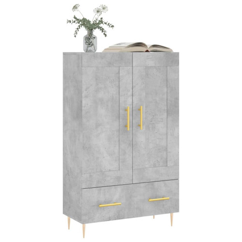 VidaXL (concrete grey) vidaXL Highboard Sideboard Storage Cabinet High Gloss White Engineered Wood 2