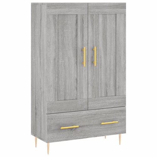 VidaXL (grey sonoma) vidaXL Highboard Sideboard Storage Cabinet High Gloss White Engineered Wood