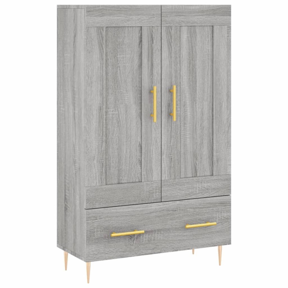 Vidaxl (Grey Sonoma) Highboard Sideboard Storage Cabinet High Gloss White Engineered Wood