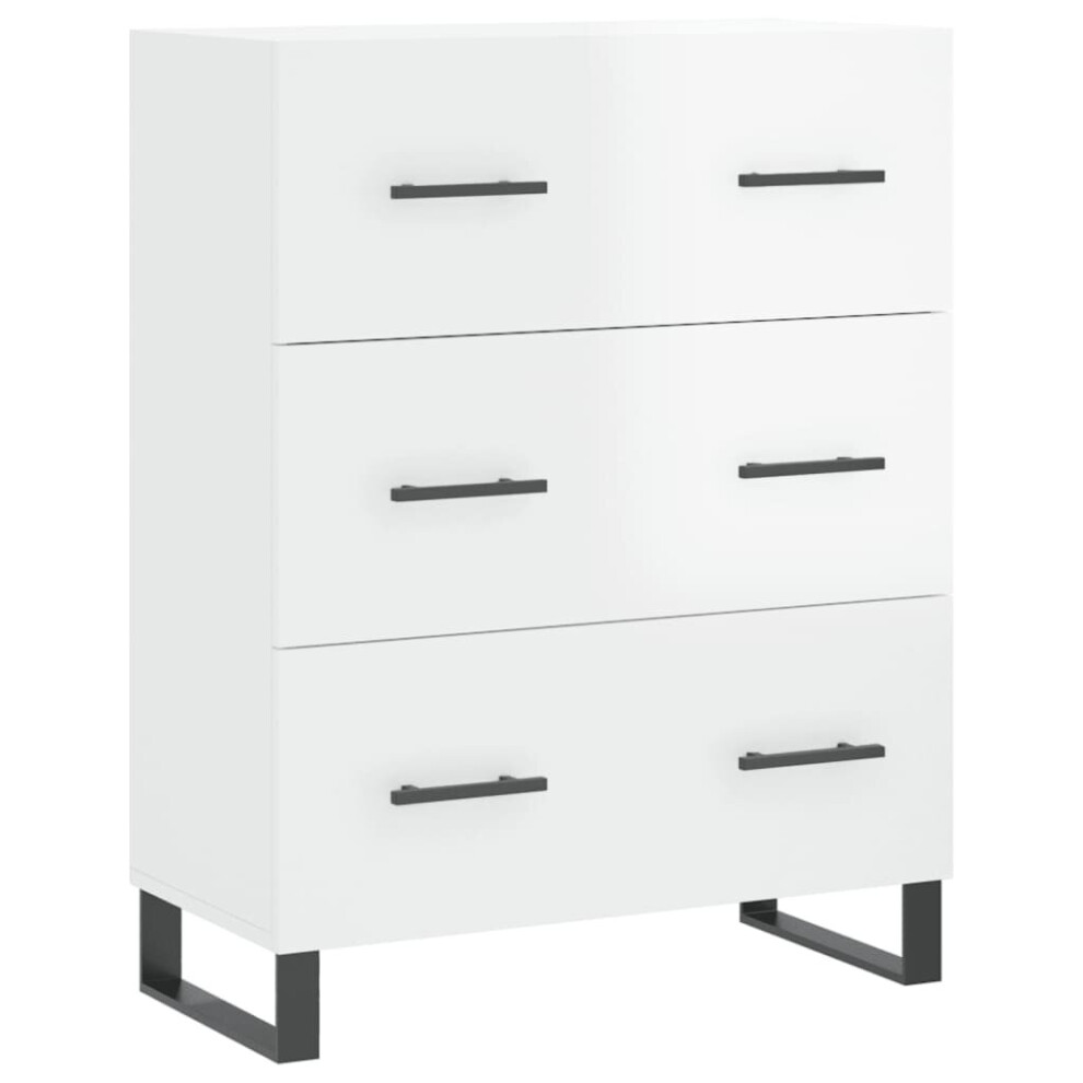 vidaXL Sideboard Storage Cabinet Cupboard High Gloss White Engineered Wood