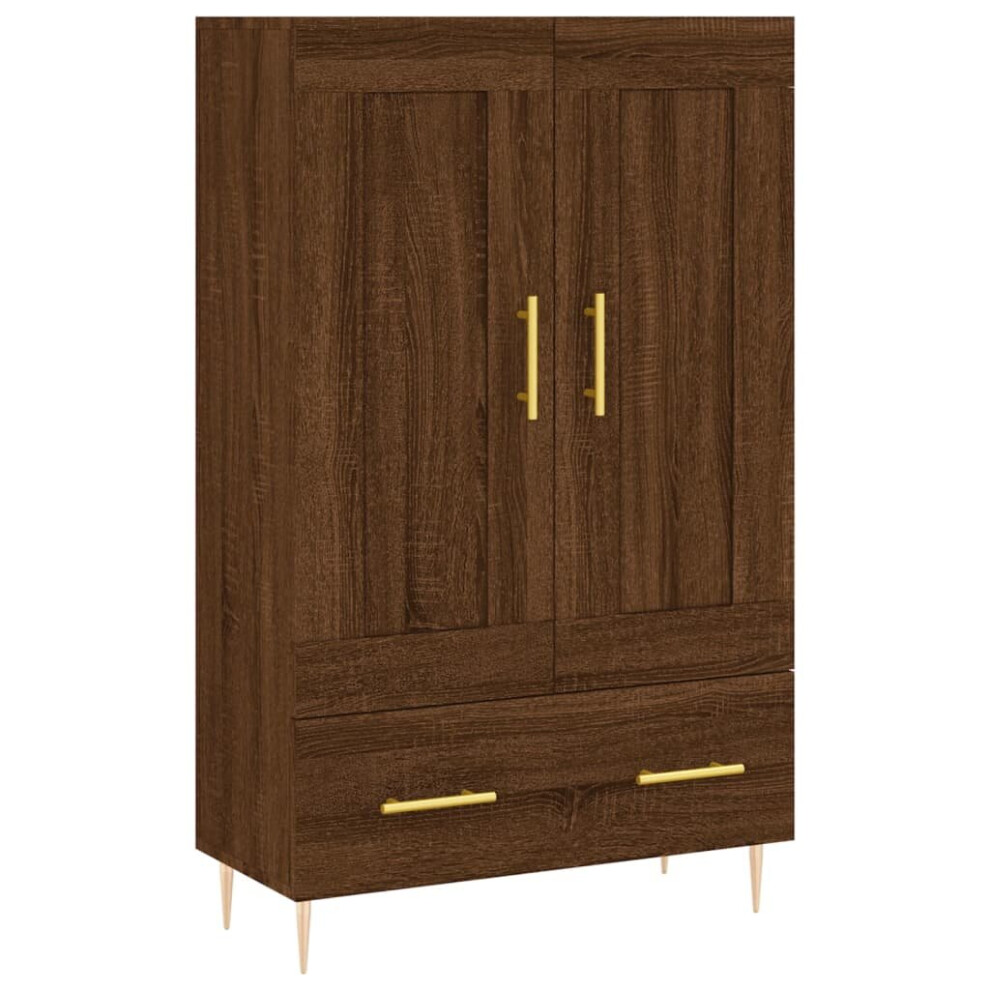 (brown oak) vidaXL Highboard Sideboard Storage Cabinet High Gloss White Engineered Wood