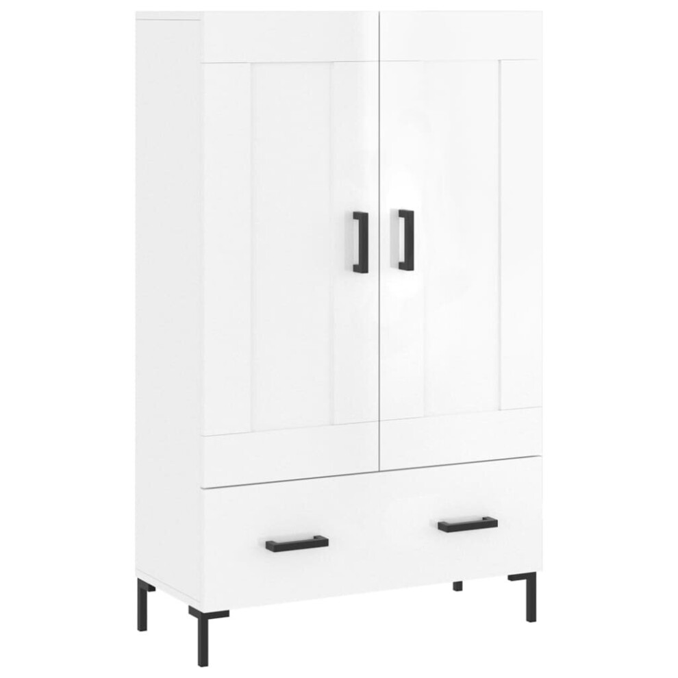 (high gloss white) vidaXL Highboard Sideboard Cupboard Side Cabinet Smoked Oak Engineered Wood