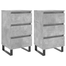 (concrete grey, 2 pcs) vidaXL Bedside Cabinets Bedside Table Nightstand 2 pcs Black Engineered Wood