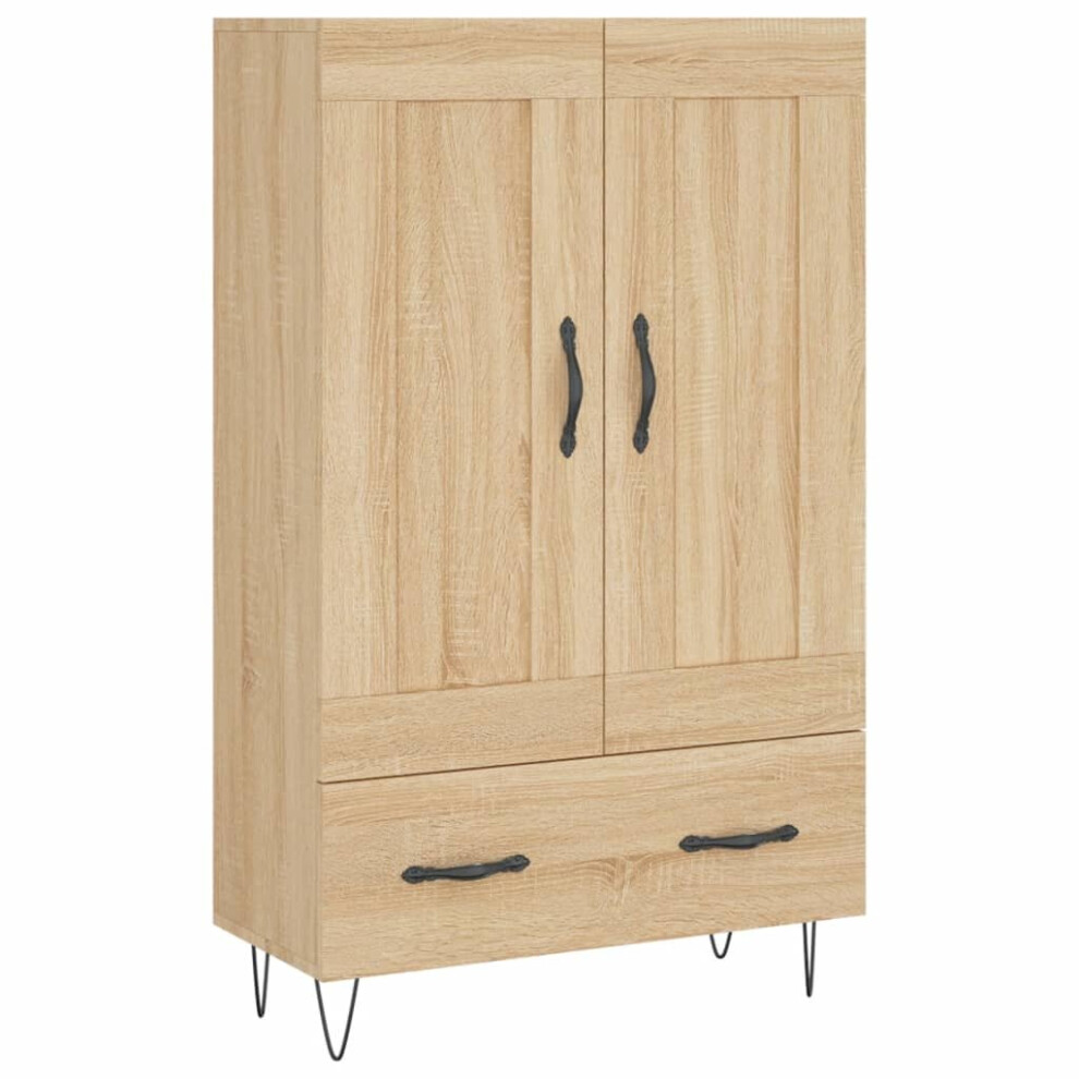 Vidaxl (Sonoma Oak) Highboard Sideboard Storage Cabinet Side Cabinet White Engineered Wood