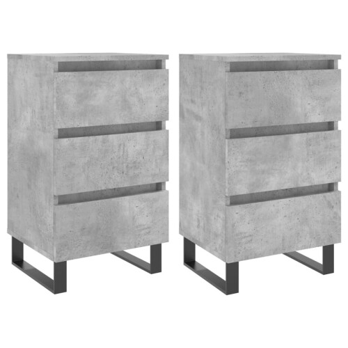 VidaXL (concrete grey, 2 pcs) vidaXL Bedside Cabinets Bedside Table Nightstand 2 pcs Black Engineered Wood 1