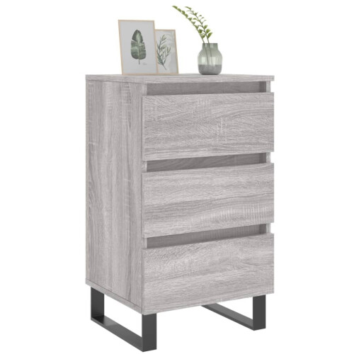 VidaXL (grey sonoma, 2 pcs) vidaXL Bedside Cabinets Bedside Table Nightstand 2 pcs Black Engineered Wood 2