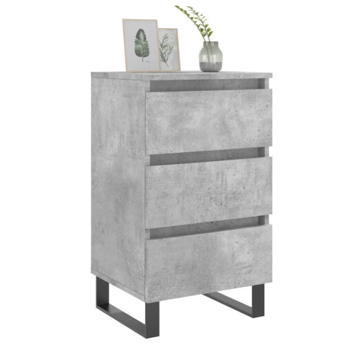 VidaXL (concrete grey, 2 pcs) vidaXL Bedside Cabinets Bedside Table Nightstand 2 pcs Black Engineered Wood 2