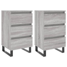 (grey sonoma, 2 pcs) vidaXL Bedside Cabinets Bedside Table Nightstand 2 pcs Black Engineered Wood