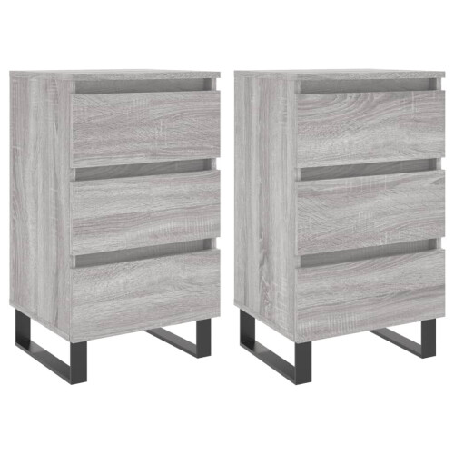 VidaXL (grey sonoma, 2 pcs) vidaXL Bedside Cabinets Bedside Table Nightstand 2 pcs Black Engineered Wood