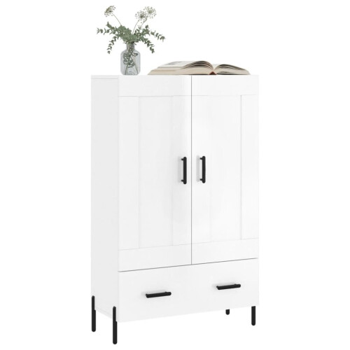 VidaXL (high gloss white) vidaXL Highboard Sideboard Cupboard Side Cabinet Brown Oak Engineered Wood 2