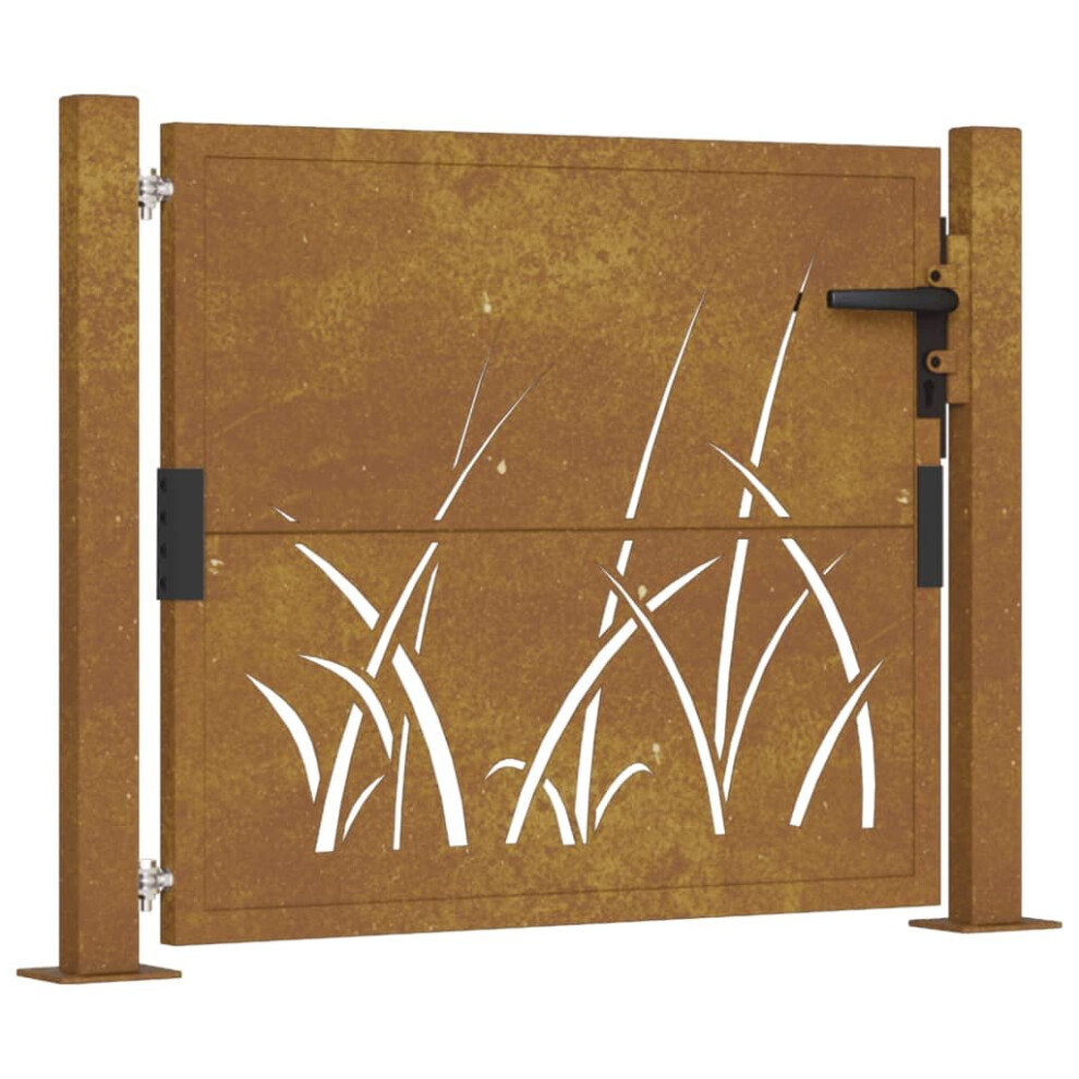 Vidaxl (105 X 80 Cm) Garden Gate Driveway Gate Fence Gate Fence Corten Steel Grass Design