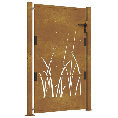 VidaXL vidaXL Gartentor 100x125 cm Cortenstahl Gras-Design