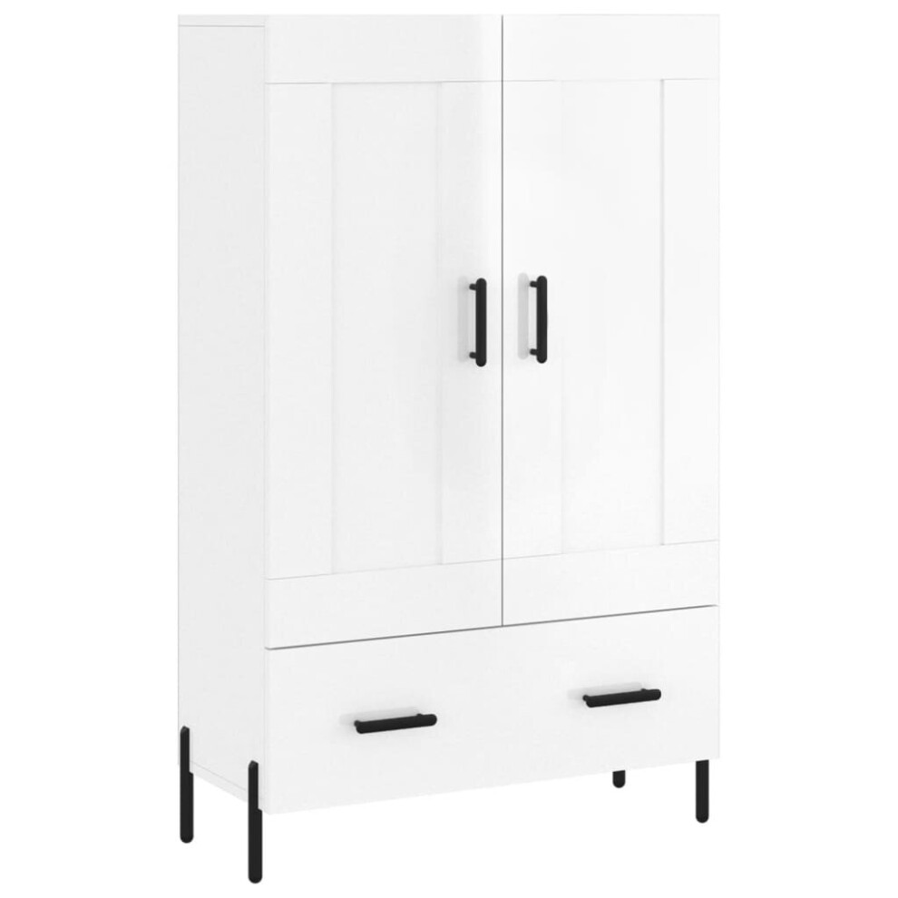 Vidaxl (High Gloss White) Highboard Sideboard Cupboard Side Cabinet Brown Oak Engineered Wood
