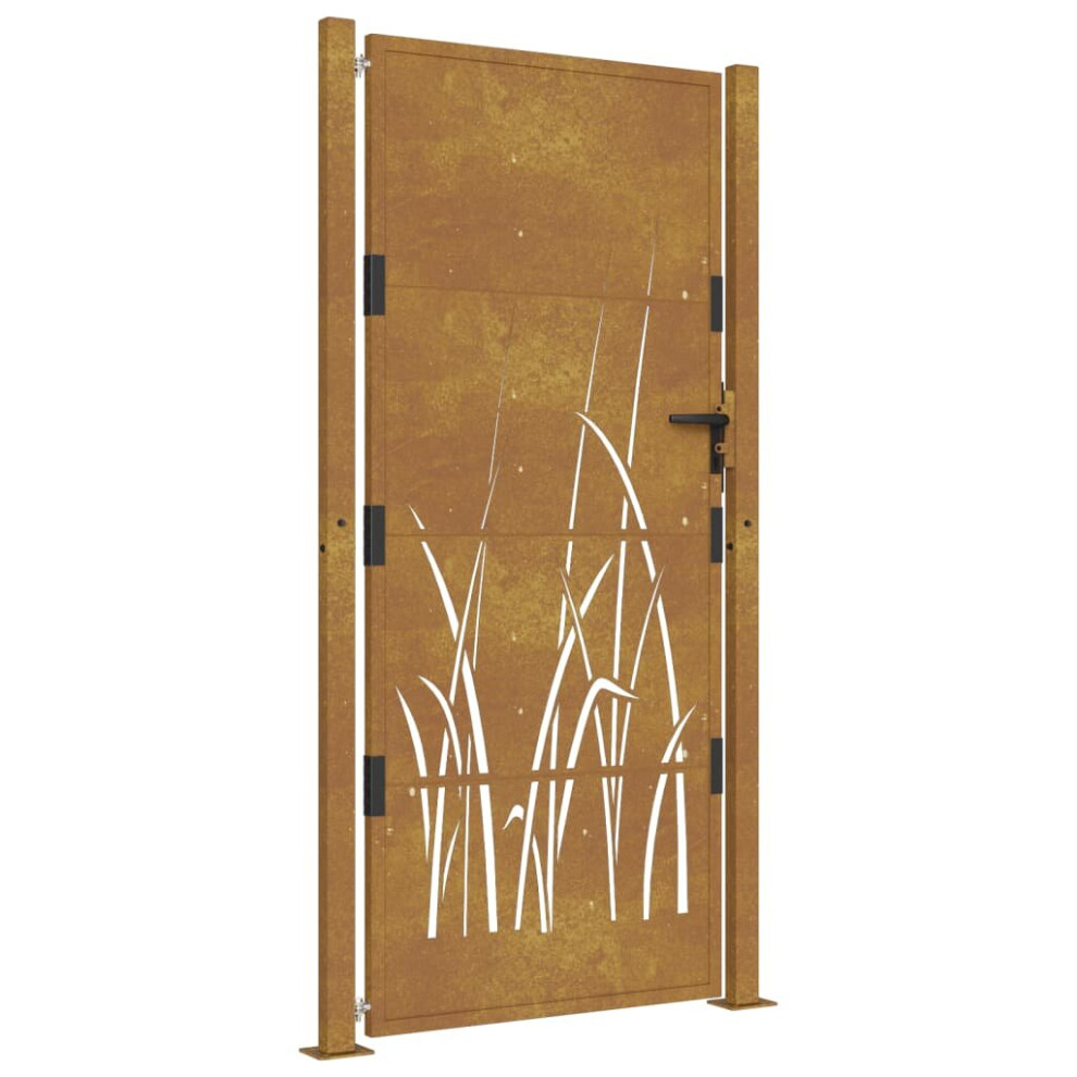 Vidaxl (105 X 205 Cm) Garden Gate Driveway Gate Fence Gate Fence Corten Steel Grass Design