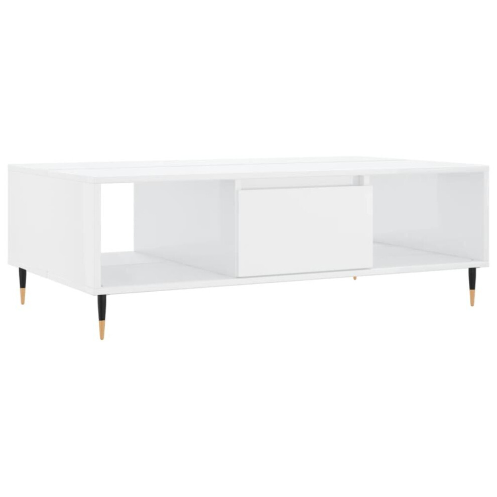 Vidaxl (High Gloss White) Coffee Table Side Table End Table Sofa Table Brown Oak Engineered Wood