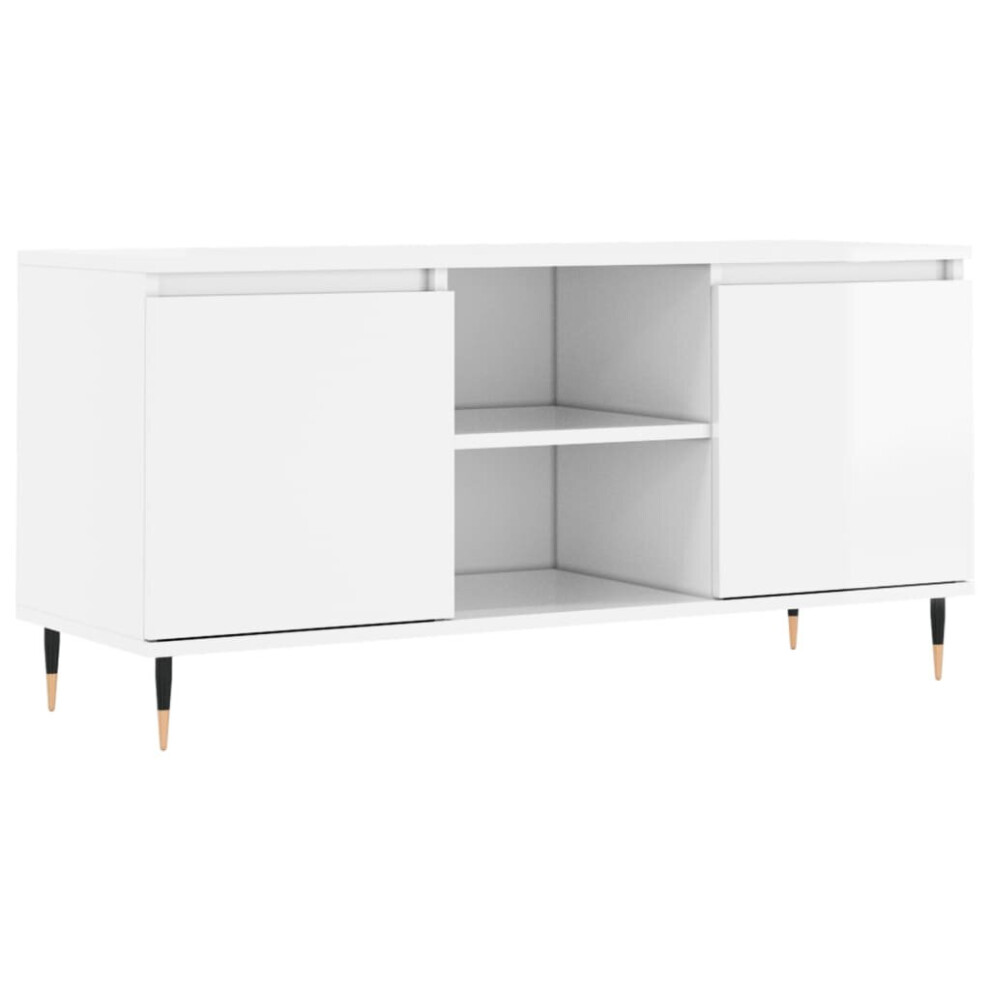 vidaXL TV Cabinet TV Unit Sideboard TV Stand High Gloss White Engineered Wood