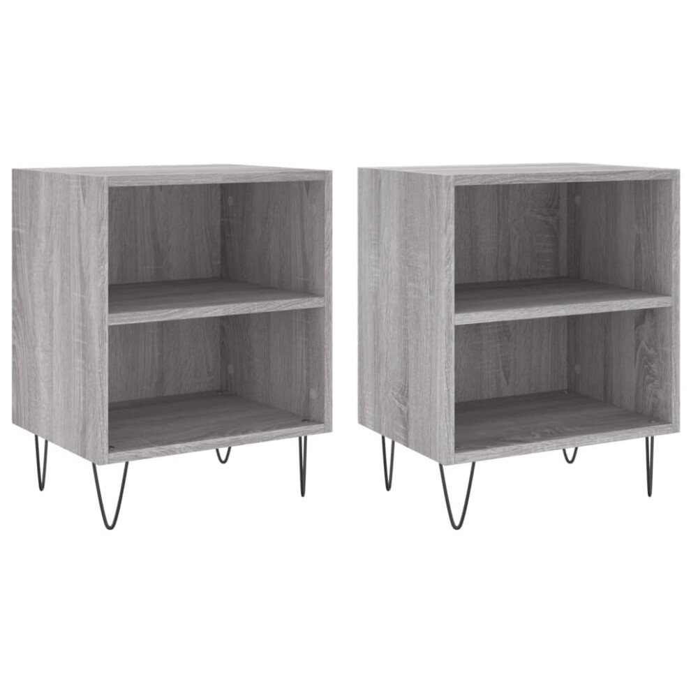 (grey sonoma, 2 pcs) vidaXL Bedside Cabinet Bedside Table Nightstand Sonoma Oak Engineered Wood